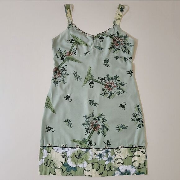 Faith by Cecilia Forrester Green Tropical Print Summer Midi Dress - Picture 1 of 12